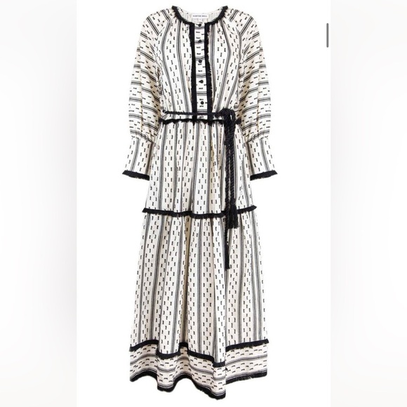 TUCKERNUCK HUNTER BELL BLACK WHITE TIERED MAXI DRESS SIZE LARGE - Picture 5 of 15